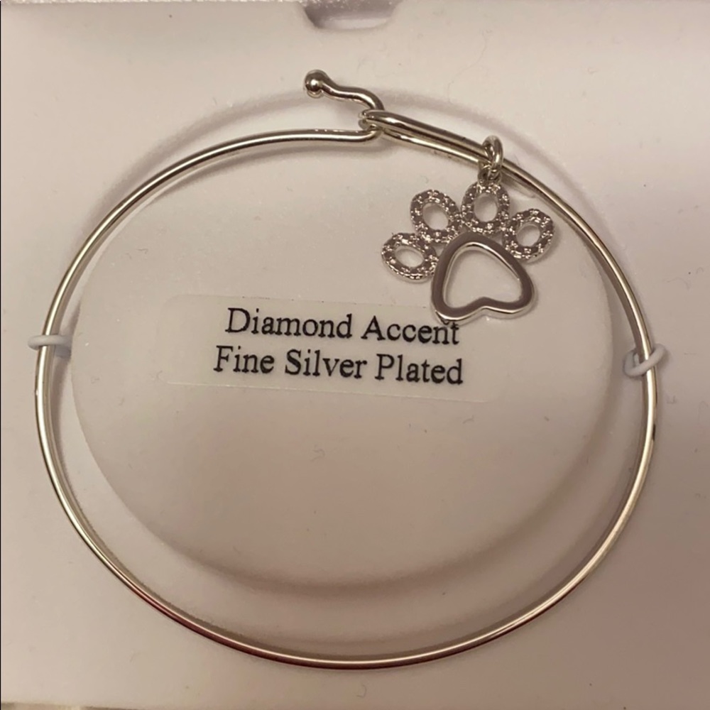 Silver dog print bracelet